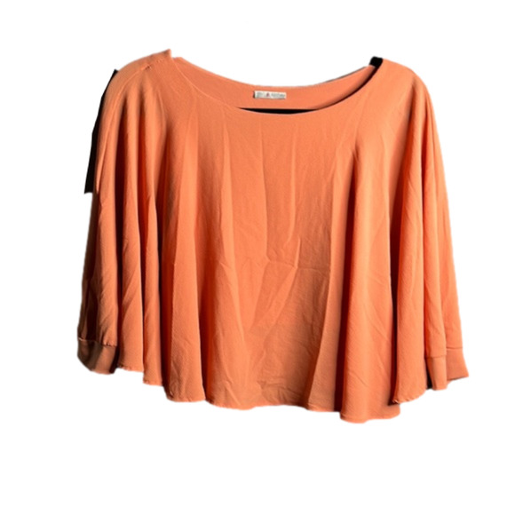 Zara Coral Batwing Sleeve Blouse Size Small - Picture 1 of 7